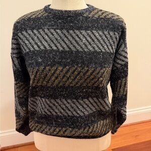 Vintage 90s Striped Grey and Brown Men's Sweater